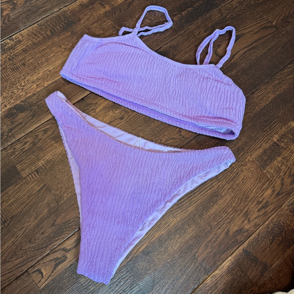 The Beach Club Lilac Purple Textured Bikini Set Size XL